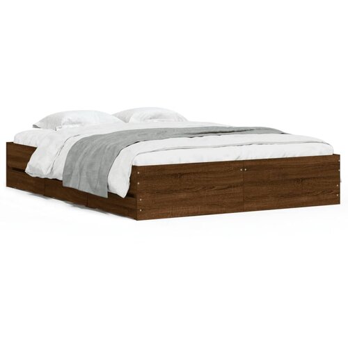 vidaXL Okvir kreveta s ladicama boja smeđeg hrasta 140x190 cm Cijene