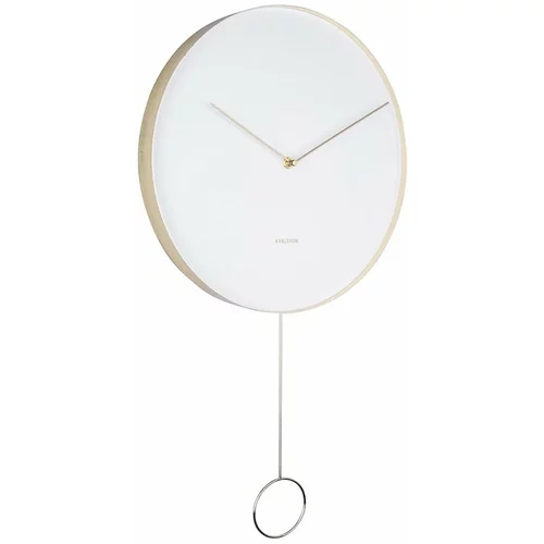 Karlsson bijeli zidni sat s klatnom Pendulum, ø 34 cm