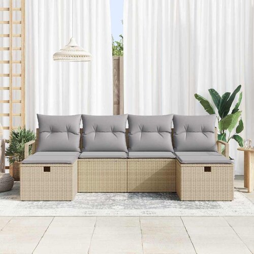  Set sofe 6 kom. 6-Broj sjedala Bež i svijetlo siva poliratan 230 x 117 x 85 cm Slike