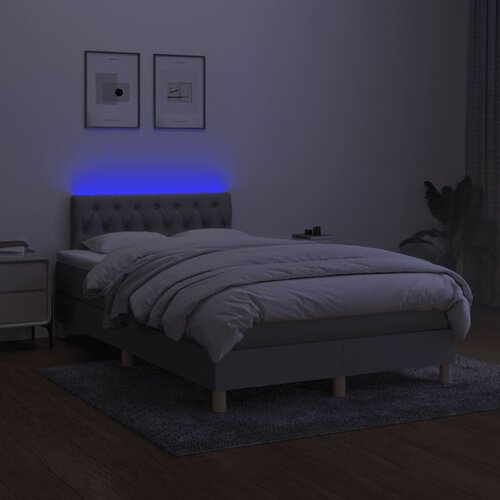  s oprugama i madracem LED svjetlosivi 120x190 cm tkanina Slike