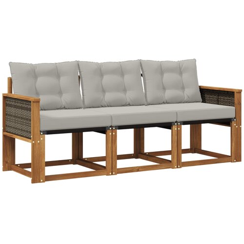 vidaXL Zunanja garnitura za sedenje 3 pcs Naravna in svetlo siva, (5000281163) Cene