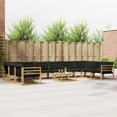  Set vanjskih sofa s jastukom 11 pcs Bijela i crna Cene