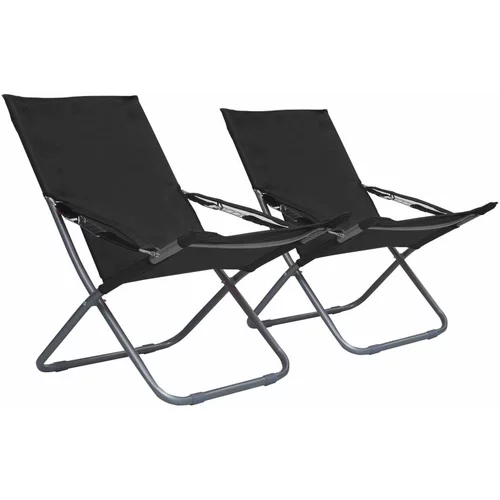  Sklopive stolice za plažu od tkanine 2 kom crne