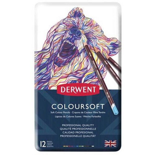 Bojice drvene umjetničke Coloursoft Derwent, 12 komada u metlanoj kutiji 0701026 Slike