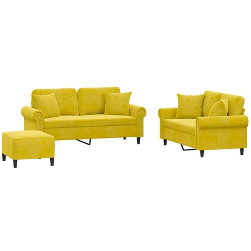 vidaXL 3-dijelni set sofa s jastucima žuti baršunasti Cijene
