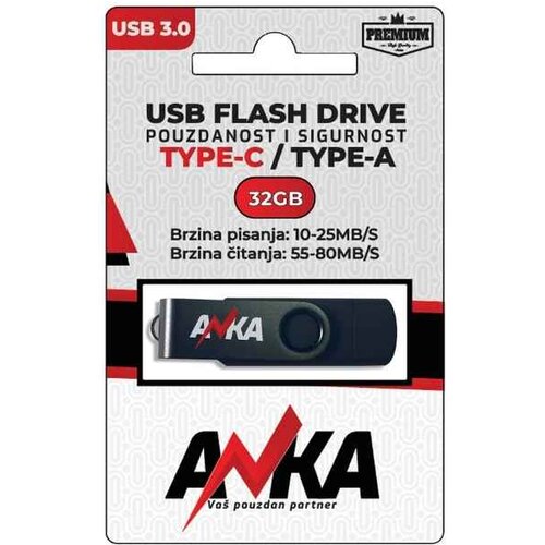  USB FLASH DRIVE 3.0 TYPE-C 32GB WS 10-25MB-S RS 55-80MB-S ANKA Cijene