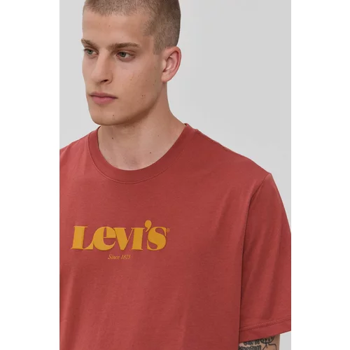 Levi's Bombažen t-shirt rdeča barva