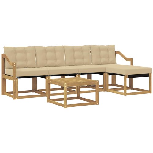 vidaXL Zunanja garnitura za sedenje z blazino 6 pcs Bela in bež, (5000280540) Cene