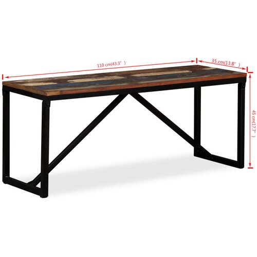  Klupa od masivnog obnovljenog drva 110 x 35 x 45 cm Slike