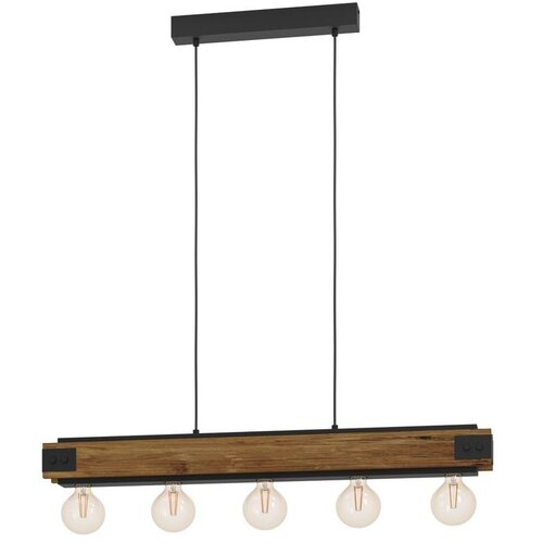 Eglo visilica Layham 43468, 5x E27, 96 cm, opaljeno drvo/crna Cene
