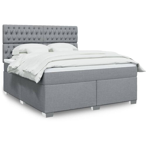 vidaXL Box spring postelja z vzmetnico svetlo siva 180x200 cm blago Cene