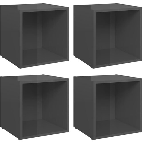 vidaXL TV omarice 4 kosi visok sijaj sive 37x35x37 cm iverna plošča, (20733541) Cene