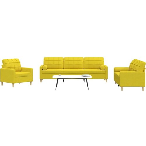 vidaXL 3-dijelni set sofa s ukrasnim jastucima svjetložuti od tkanine Cijene