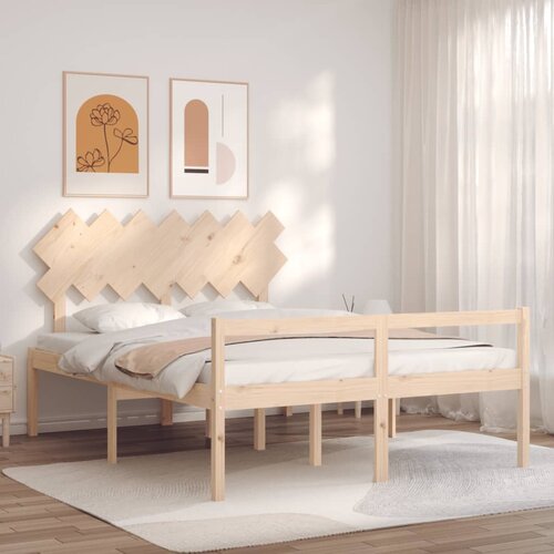 The Living Store Postelja za starejše z vzglavjem 140x190 cm trdnega lesa - Postelja Za Starejše, (21484864) Cene