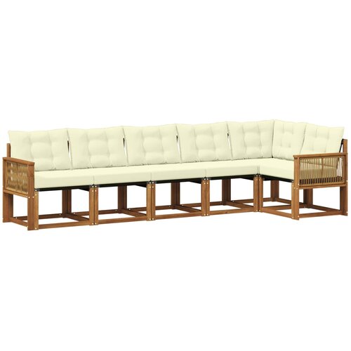 vidaXL Zunanja garnitura za sedenje z blazino 6 pcs Naravna in smetana, (5000282377) Cene