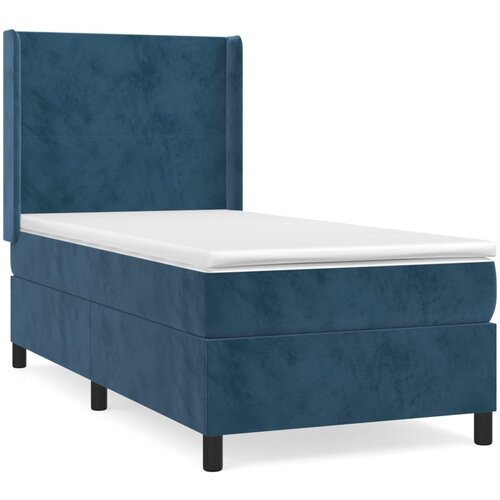 VidaXL Box spring postelja z vzmetnico temno moder 90x190 cm žamet, (20900557) Slike