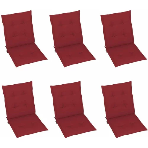  Jastuci za vrtne stolice 6 kom boja vina 100x50x3 cm od tkanine