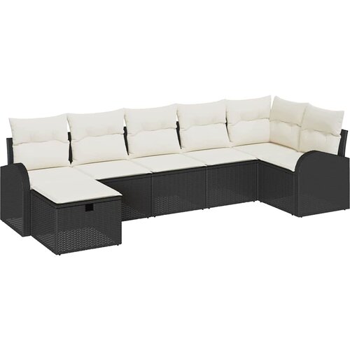  Set sofe 7 kom. Crna i Krema poliratan 289 x 124 x 85 cm Slike