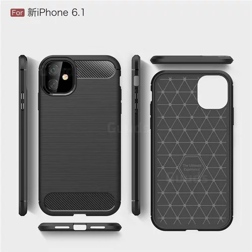 Mobiline gel etui carbon črni neprosojni za apple iphone 11 (6.1")