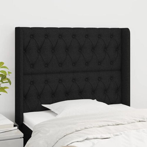  Uzglavlje s u&amp;scaron;ima crno 93x16x118/128 cm od tkanine Slike