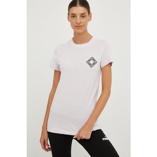 Puma Bombažna kratka majica vijolična barva Slike
