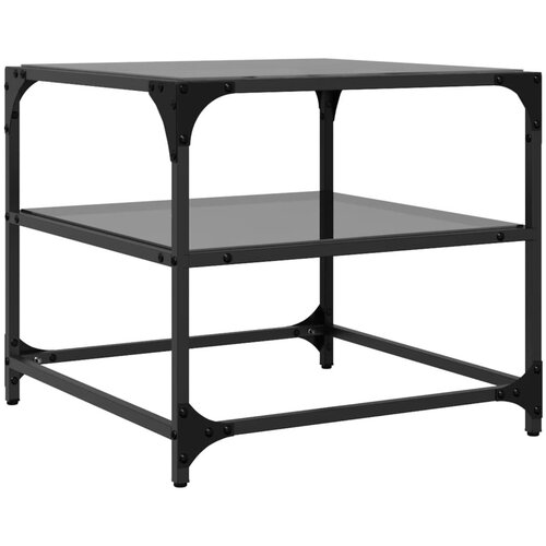  Stolići za kavu s crnim staklenim vrhom 2 kom 50x50x45 cm čelik Slike