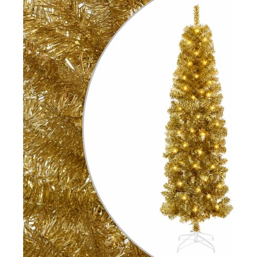  Umjetno usko božićno drvce s kuglicama 180 cm 300 LED lampica Slike