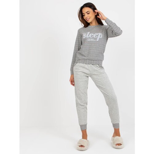 Fashion Hunters Gray two-piece pajamas with patches Slike