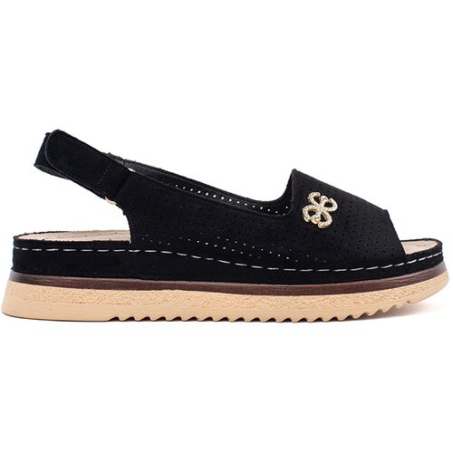 GOODIN Openwork soft sandals black Cene