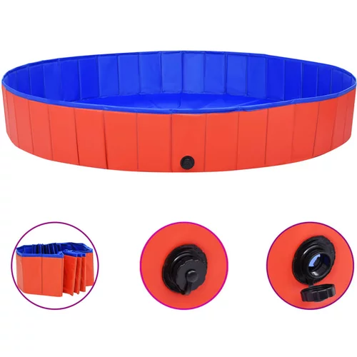  Zložljiv bazen za pse rdeč 200x30 cm PVC