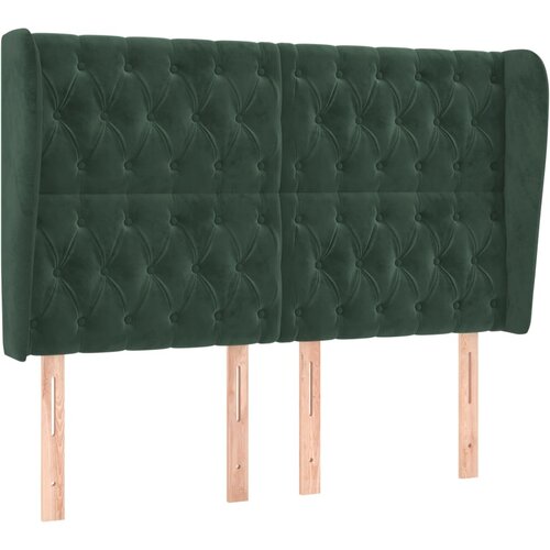 Maison Chic posteljno vzglavje - vzglavna omarica - nočna omarica z u&amp;scaron;esi temno zeleno 163x23x118/128 cm žamet, (21710988) Slike