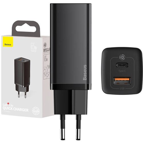 Baseus Hitri potovalni polnilnik GaN2 Lite USB+C 65W EU (črn), (20628780) Slike
