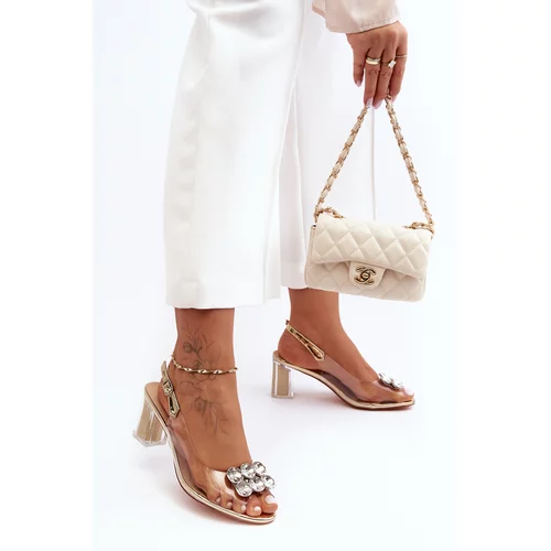 Kesi Transparent high-heeled sandals, gold S.Barski MR1037-43