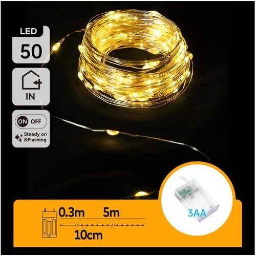 Aigostar LED lanac 50xLED/3xAA 5,3m topla bela Cene