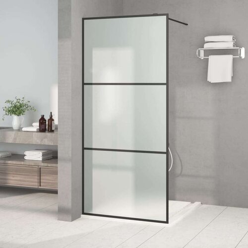 Pregrada za tu&amp;scaron; crna 90 x 195 cm s mutnim staklom ESG Slike
