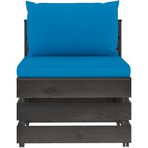  Modularna srednja sofa s jastucima od sivo impregniranog drva Plava Slike