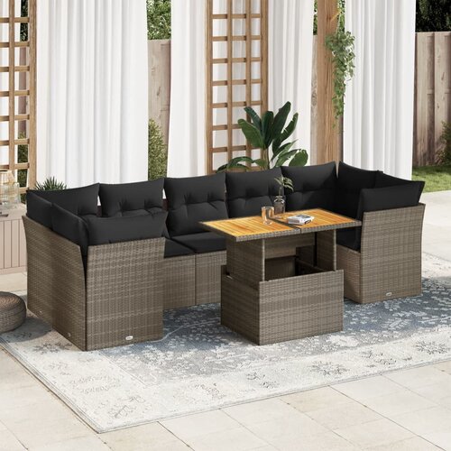 vidaXL 8-dijelni set vrtnih sofa od poliratana s jastucima sivi Cijene