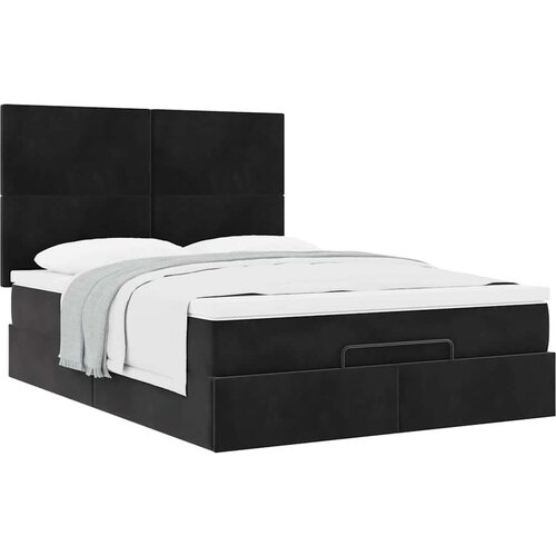  Otomanski krevet s madracima crni 140x190cm bar&amp;scaron;unasti Slike