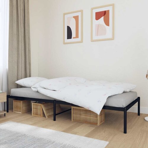 Metalni okvir za krevet crni 90 x 200 cm Slike