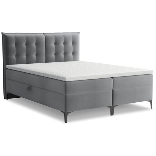 Makamii Sivi boxspring krevet s prostorom za odlaganje 180x200 cm Mikana – Cijene