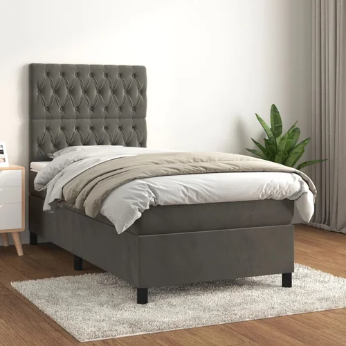 vidaXL Box spring krevet s madracem tamnosivi 90x190 cm baršunasti