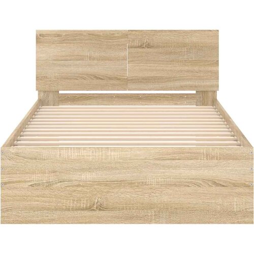  Okvir za krevet s uzglavljem boja hrasta 100x200 cm drveni Slike