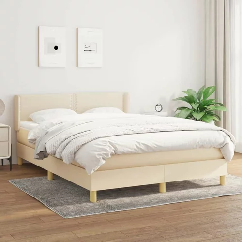  Box spring postelja z vzmetnico krem 140x200 cm blago, (20725722)