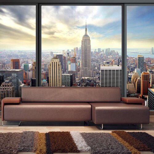 Tapeta - City ​​behind glass 200x140 Slike