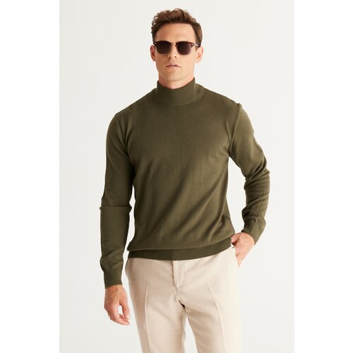 ALTINYILDIZ CLASSICS Men's Khaki Anti-Pilling Standard Fit Normal Cut Half Turtleneck Knitwear Sweater. Slike