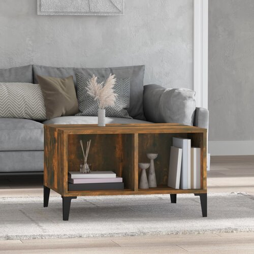 The Living Store Klubska mizica dimljeni hrast 60x50x36,5 cm inženirski les - Klubska Mizica, (21574332) Slike