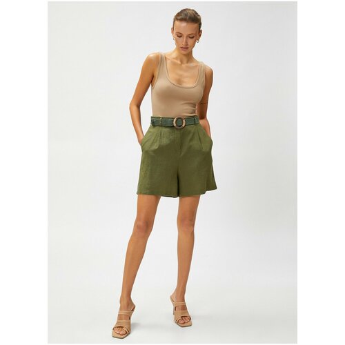 Koton elastic waist standard khaki women's shorts 3sak40013pw Slike