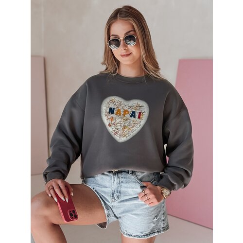 DStreet Bluza damska oversize z sercem SERDUCHOVA grafitowa Slike