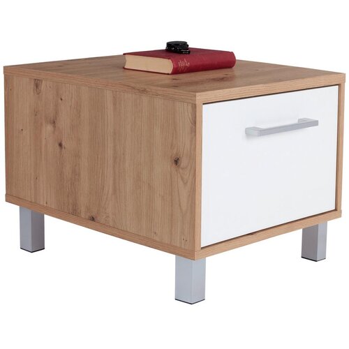 Modern Living Nočna Omarica Box, Bela, Barva Hrasta Cene