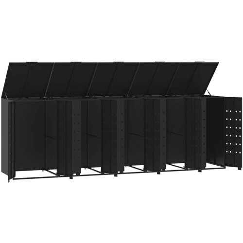  Spremi&amp;scaron;te za 5 kante za otpad crno 345x79x117 cm čelično Slike